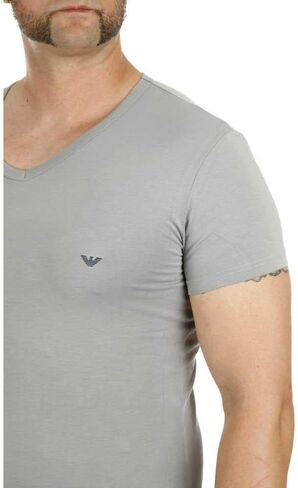 Emporio Armani 2-Pack Stretch Cotton Men's V-Neck T-Shirts White/Navy in Saudi Arabia