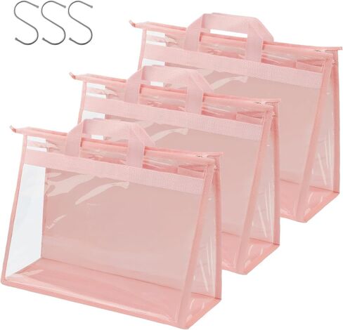 Vercord Clear PVC Handbag Dust-Free Cover Moistureproof Purse Storage Bag Organizer with Handle Zipper Space-Save Holder for Closet Beige XL 3Pcs in Saudi Arabia