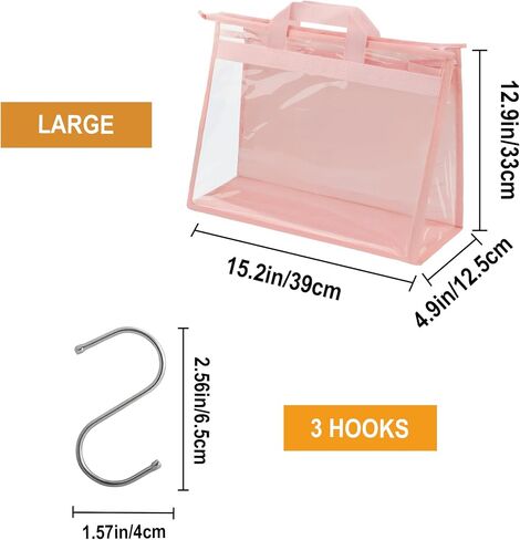 Vercord Clear PVC Handbag Dust-Free Cover Moistureproof Purse Storage Bag Organizer with Handle Zipper Space-Save Holder for Closet Beige XL 3Pcs in Saudi Arabia
