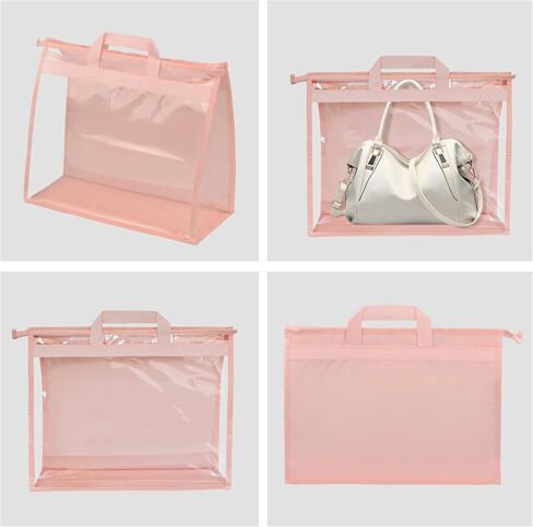 Vercord Clear PVC Handbag Dust-Free Cover Moistureproof Purse Storage Bag Organizer with Handle Zipper Space-Save Holder for Closet Beige XL 3Pcs in Saudi Arabia