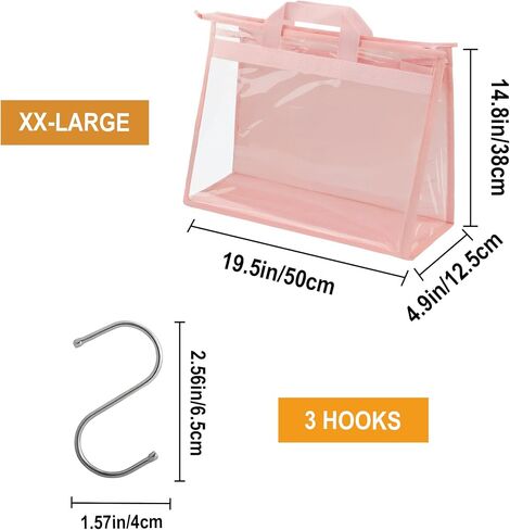 Vercord Clear PVC Handbag Dust-Free Cover Moistureproof Purse Storage Bag Organizer with Handle Zipper Space-Save Holder for Closet Beige XL 3Pcs in Saudi Arabia