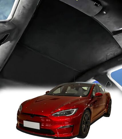 سقف الشمس متوافق مع Tesla Model S 2016-2018 الإكسسوارات الداخلية ، وظلال الشمس الناعمة من جلد الغزلان ناعم in Kuwait