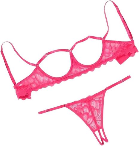 Sexy Underwire Bra and Panty Sets Lingerie Bikini for Women Mesh Sheer Floral Lace Babydoll 2 Piece in Kuwait