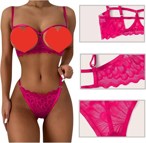 Sexy Underwire Bra and Panty Sets Lingerie Bikini for Women Mesh Sheer Floral Lace Babydoll 2 Piece in Kuwait
