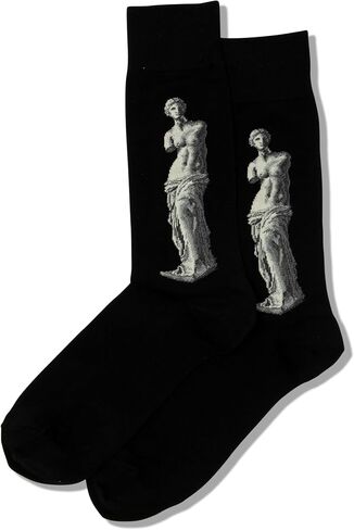 جوارب Hot Sox الرجالية الشهيرة Famous Artist Series Novelty Crew، Venus De Milo (أسود)، مقاس الحذاء: 6-12 in Saudi Arabia