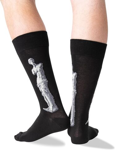 جوارب Hot Sox الرجالية الشهيرة Famous Artist Series Novelty Crew، Venus De Milo (أسود)، مقاس الحذاء: 6-12 in Saudi Arabia