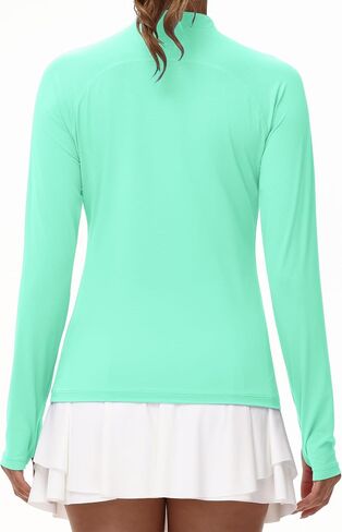 Isnowood Women's 1/4 Zip Long Sleeve Rash Guard ، UPF 50+ UV Sun Protection Terts ، Quick Prading Prockution Tops Athletic Tops in Kuwait