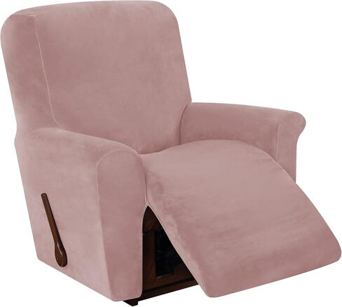 Stretch Recliner Chair Covers, 1-Piece Soft Velvet Recliner Slipcovers Single Seat Couch Cover Furniture Protector with Pocket (Gray purple) in Saudi Arabia