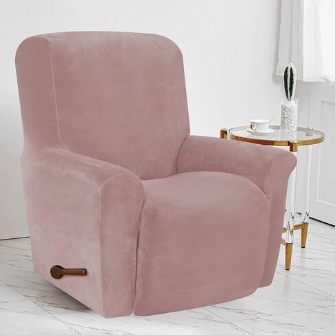 Stretch Recliner Chair Covers, 1-Piece Soft Velvet Recliner Slipcovers Single Seat Couch Cover Furniture Protector with Pocket (Gray purple) in Saudi Arabia