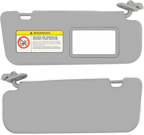 Left & Right Side Sun Visor Fit for Hyundai Accent 1E 2011 2012 2013 2014 2015 Replace 85210-1R000 85220-1R000 Front Driver & Passenger Protection Shade Sunshade Makeup Mirror Blocker Gray in Saudi Arabia