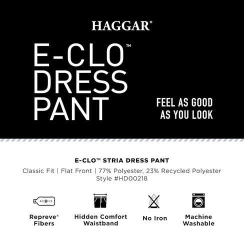بنطلون Haggar رجالي ECLO Stria قابل للتوسيع الخصر من الأمام, توب, varies in Saudi Arabia