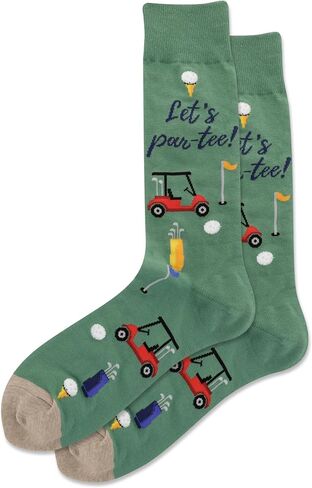 Hot Sox Men's Let's Par-Tee Crew Socks 1 Pair, Green, Shoe Size: 6-12.5 in Kuwait