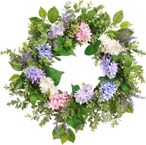 Patriotic Wreath for Front Door, 20-Inch 4th of July Wreath with Red Geraniums & American Flag, Memorial Day Independence Day USA Door Decoration, Outdoor Farmhouse Rustic Home Décor in Saudi Arabia