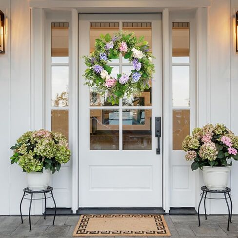 Patriotic Wreath for Front Door, 20-Inch 4th of July Wreath with Red Geraniums & American Flag, Memorial Day Independence Day USA Door Decoration, Outdoor Farmhouse Rustic Home Décor in Saudi Arabia