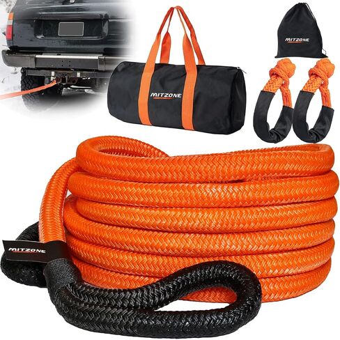 MITZONE Recovery Tow Strap,Heavy Duty Tow Strap Recovery Kit,Car Vehicle Heavy Duty Recovery Rope 44092 lbs for Diesel Trucks,SUV, ATV,Backhoe, Excavators,Ring Shackles,Storage Bag in Saudi Arabia