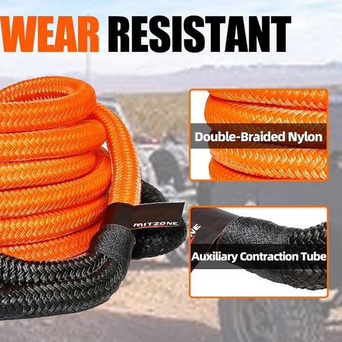 MITZONE Recovery Tow Strap,Heavy Duty Tow Strap Recovery Kit,Car Vehicle Heavy Duty Recovery Rope 44092 lbs for Diesel Trucks,SUV, ATV,Backhoe, Excavators,Ring Shackles,Storage Bag in Saudi Arabia