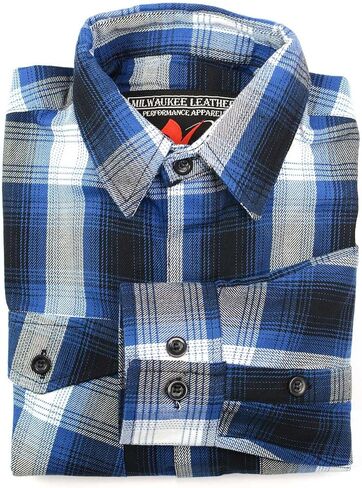 NexGen MNG11635 Men's Blue and White Long Sleeve Cotton Flannel Shirt in Saudi Arabia