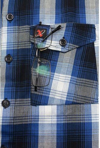 NexGen MNG11635 Men's Blue and White Long Sleeve Cotton Flannel Shirt in Saudi Arabia