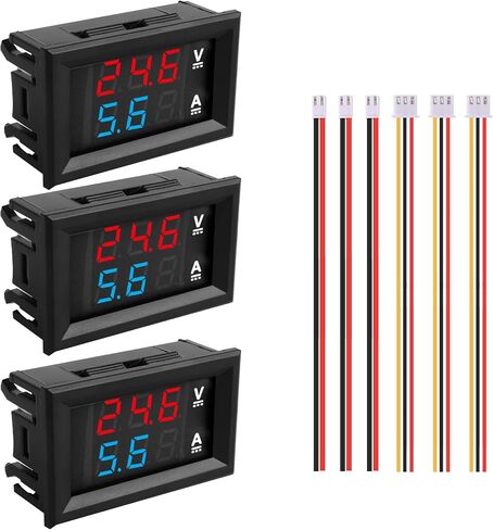 0.28" Volt Meter, DC 0-100V 10A Digital Voltmeter Ammeter Dual 3 Bits LED Display with Connect Wires Mini Ammeter Voltmeter for Electronic Circuit Experiments Cars RV Solar Energy in Kuwait