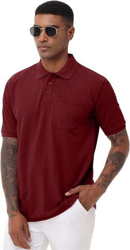 MOHEEN Men's Short Sleeve Polo Shirt Moisture Wicking Performance Dry Fit Golf Polo with Pocket in Kuwait