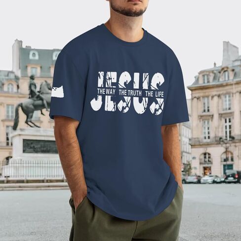 Christian Jesus Faith Shirts for Men God Religious Cross Bible Verse Inspirational Shirt Oversized Graphic Tees Tops in Saudi Arabia