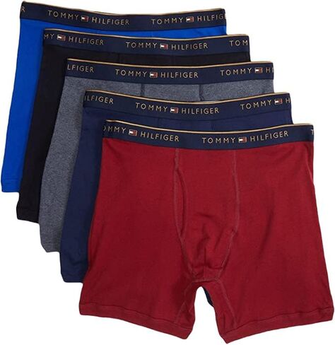 Tommy Hilfiger Men's Underwear Multipack Cotton Classics Boxer Briefs, Mahogany, Medium in Saudi Arabia