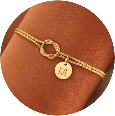 Turandoss Gold Initial Bracelets for Women Jewelry Gifts - 14K Gold Plated Love Knot Letter A-Z Initial Bracelet Dainty Forever Infinity Bracelet Jewelry Gifts for Women Lover Bridesmaids Friends in Saudi Arabia