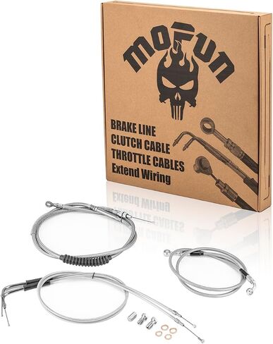 Mofun Clutch Cable & Throttle and Kidle Cable Kit & Non ABS Hydraulic Brake Line متوافق مع Harley Softail Fat Boy Train Deuce 2000-2006 ، Fit 16 "-18" Handbar ، Chrome in Saudi Arabia
