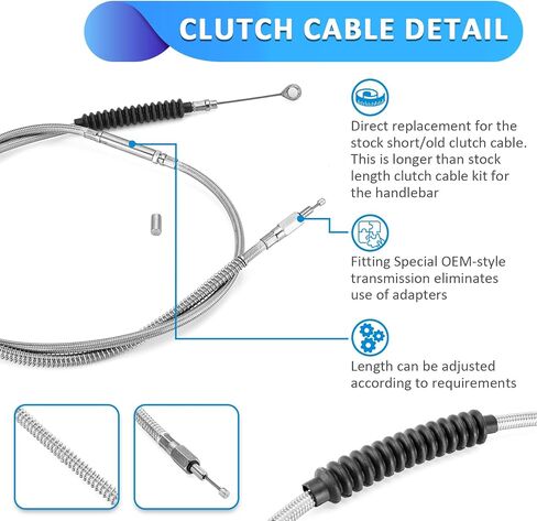 Mofun Clutch Cable & Throttle and Kidle Cable Kit & Non ABS Hydraulic Brake Line متوافق مع Harley Softail Fat Boy Train Deuce 2000-2006 ، Fit 16 "-18" Handbar ، Chrome in Saudi Arabia