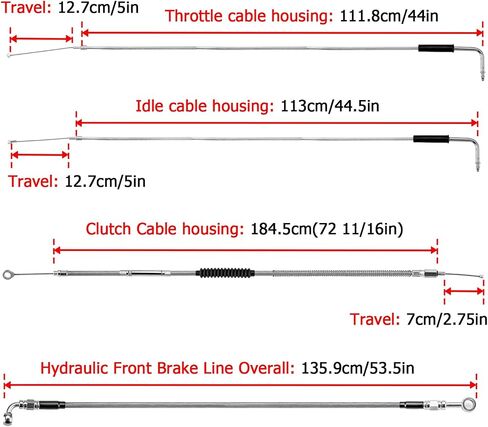 Mofun Clutch Cable & Throttle and Kidle Cable Kit & Non ABS Hydraulic Brake Line متوافق مع Harley Softail Fat Boy Train Deuce 2000-2006 ، Fit 16 "-18" Handbar ، Chrome in Saudi Arabia