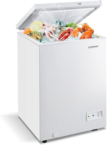 COSTWAY Chest Freezer, 7.0 Cu.ft Upright Single Door Refrigerator with 4 Removable Baskets, Compact Freezer with Manual Defrosting & Mechanical Temperature Control for Apartments, Dormitories Garage in Kuwait