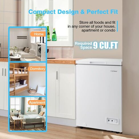 COSTWAY Chest Freezer, 7.0 Cu.ft Upright Single Door Refrigerator with 4 Removable Baskets, Compact Freezer with Manual Defrosting & Mechanical Temperature Control for Apartments, Dormitories Garage in Kuwait