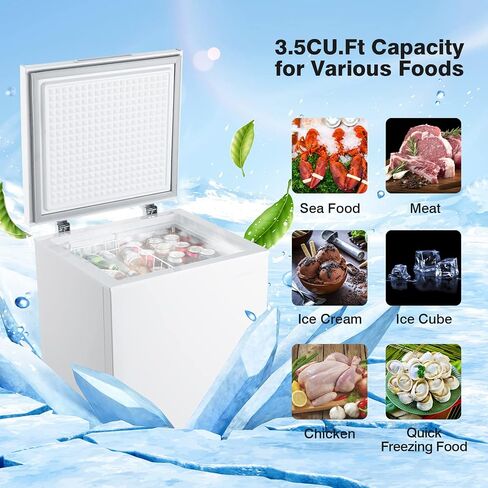 COSTWAY Chest Freezer, 7.0 Cu.ft Upright Single Door Refrigerator with 4 Removable Baskets, Compact Freezer with Manual Defrosting & Mechanical Temperature Control for Apartments, Dormitories Garage in Kuwait