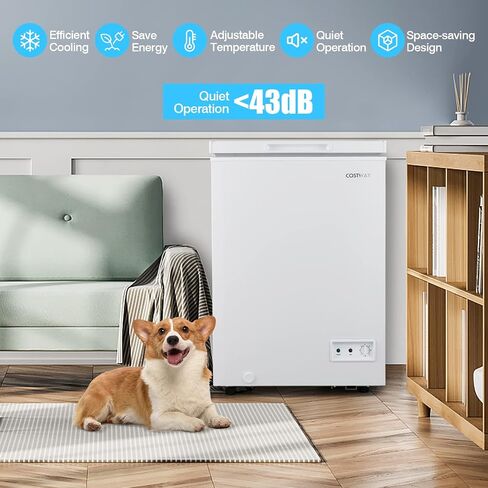 COSTWAY Chest Freezer, 7.0 Cu.ft Upright Single Door Refrigerator with 4 Removable Baskets, Compact Freezer with Manual Defrosting & Mechanical Temperature Control for Apartments, Dormitories Garage in Kuwait
