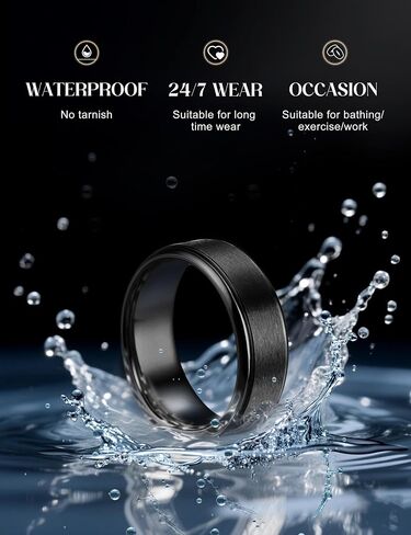 Jstyle Stainless Steel Wedding Rings for Men Women 8MM Mens Wedding Band Silver/Black/Gold Engagement Mens Rings, Matte Surface Polished Edge Men Ring Jewelry Comfort Fit 6-14 in Saudi Arabia