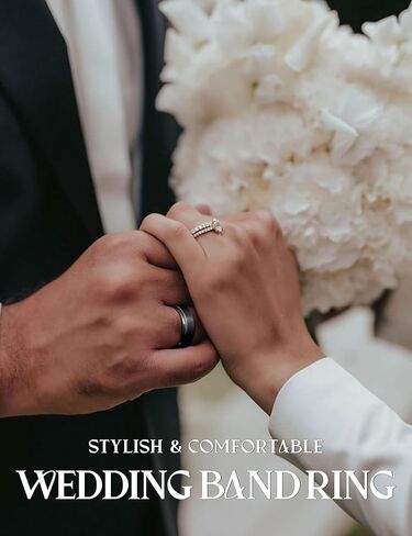 Jstyle Stainless Steel Wedding Rings for Men Women 8MM Mens Wedding Band Silver/Black/Gold Engagement Mens Rings, Matte Surface Polished Edge Men Ring Jewelry Comfort Fit 6-14 in Saudi Arabia