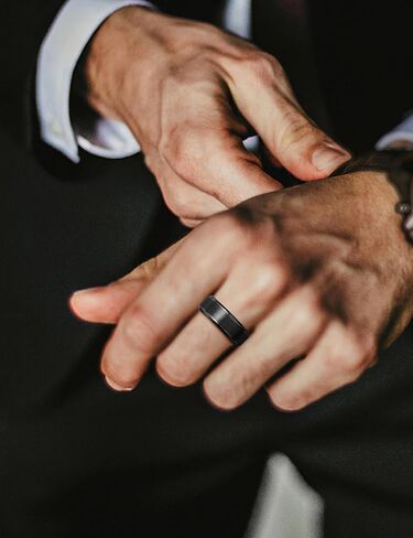 Jstyle Stainless Steel Wedding Rings for Men Women 8MM Mens Wedding Band Silver/Black/Gold Engagement Mens Rings, Matte Surface Polished Edge Men Ring Jewelry Comfort Fit 6-14 in Saudi Arabia