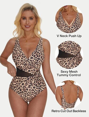 SUUKSESS Women Sexy Mesh Tummy Control One Piece Swimsuit Push Up Bathing Suit in Saudi Arabia
