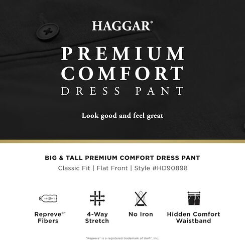Haggar Men's Premium Comfort Dress Pant Reg. and Big & Tall Sizes, Navy, 44W x 32L in Saudi Arabia