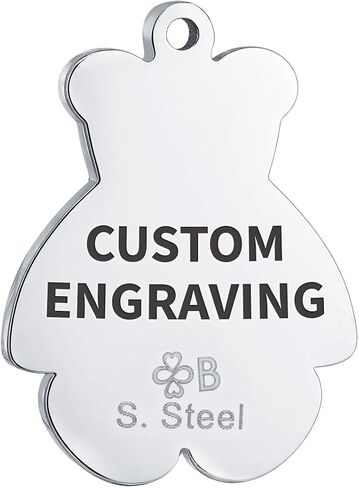 Personalize Customizable Medical ID Stretch Bead Bracelet Teddy Bear Charm Tag Engrave For Women Teen Silver Tone in Saudi Arabia
