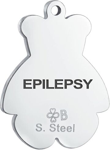 Personalize Customizable Medical ID Stretch Bead Bracelet Teddy Bear Charm Tag Engrave For Women Teen Silver Tone in Saudi Arabia