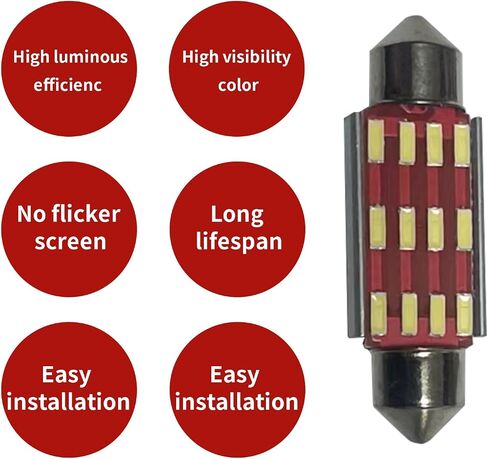 1 Pack 4 Pcs 6418 Led Bulb 4014 1.53in Led Dome Light,12v 7000k 4014 Led Dome Light Bulb,Used For Car(White 4 pcs) in Saudi Arabia