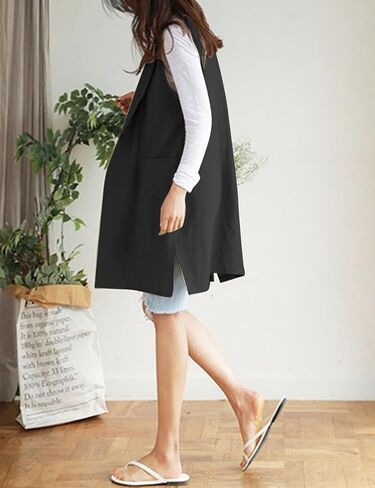 IDEALSANXUN Womens Long Linen Vest Tops Casual Spring Summer Lightweight Jackets in Saudi Arabia