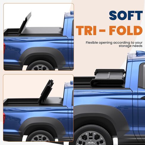 Soft Roll Up Truck Bed Cover Compatible for 2017-2025 Honda Ridgeline w/o Roll Bar or Utility Track System | 5 FT Bed On Top 64 inch Vinyl Tonneau in Saudi Arabia