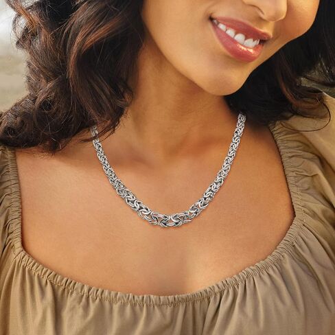 Ross-Simons Sterling Silver Graduated Byzantine Necklace in Saudi Arabia