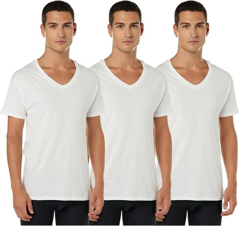 Hanes by Men's ComfortSoft V-Neck Undershirt 3-Pack, White, XL in Saudi Arabia
