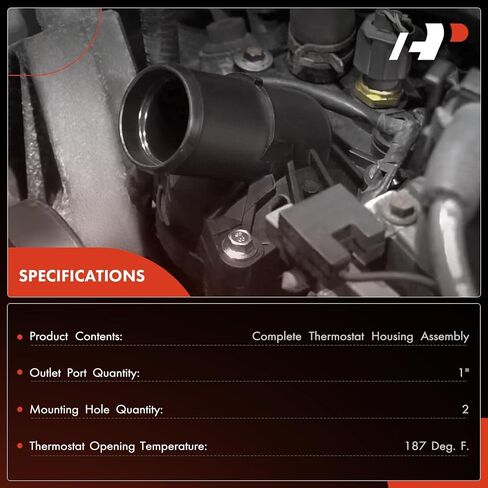 A -Premium Soolant Thermostat Housing Assembly متوافق مع Chevy و GMC و Pontiac و Cadillac و Buick & Workhorse Cars - 1997-2012 - Silverado ، Express ، Savana ، Corvette ، Yukon ، Escalade ، W16 ، W62 & More in Kuwait