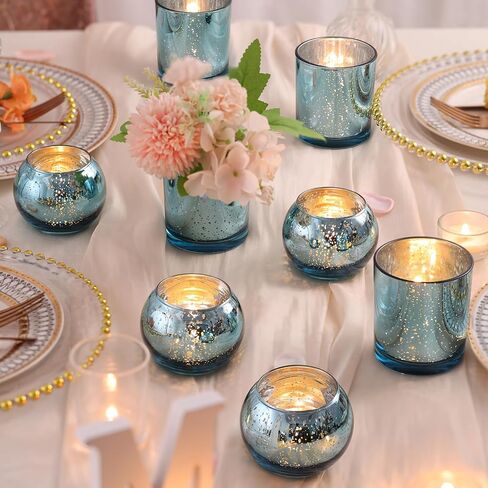 20 Pcs Assorted Gold Votive Candle Holders Bulk, Larger Size Mercury Glass Votives with Round Candle Holder for Wedding Decorations, Tealight Candle Holder for Gold Party Table Centerpieces in Saudi Arabia