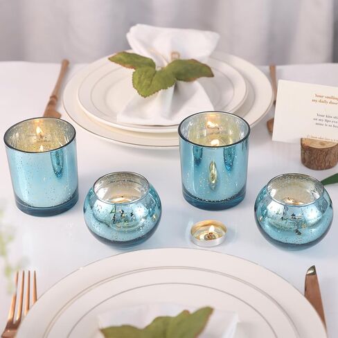 20 Pcs Assorted Gold Votive Candle Holders Bulk, Larger Size Mercury Glass Votives with Round Candle Holder for Wedding Decorations, Tealight Candle Holder for Gold Party Table Centerpieces in Saudi Arabia