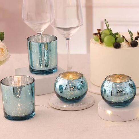 20 Pcs Assorted Gold Votive Candle Holders Bulk, Larger Size Mercury Glass Votives with Round Candle Holder for Wedding Decorations, Tealight Candle Holder for Gold Party Table Centerpieces in Saudi Arabia